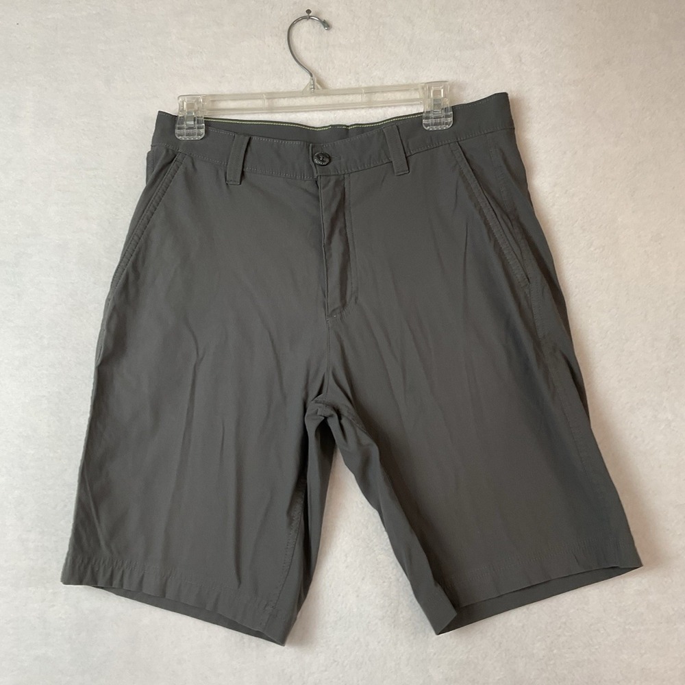 Eddie Bauer Shorts Mens 30 Gray Flat Front Chino Nylon Stretch Performance